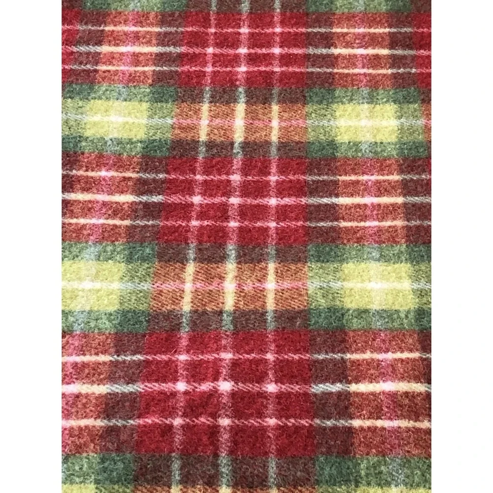 Pottery Barn Quilt Blanket 92x92 Full Queen 100% Wool 2 Shams Red Green Tartan